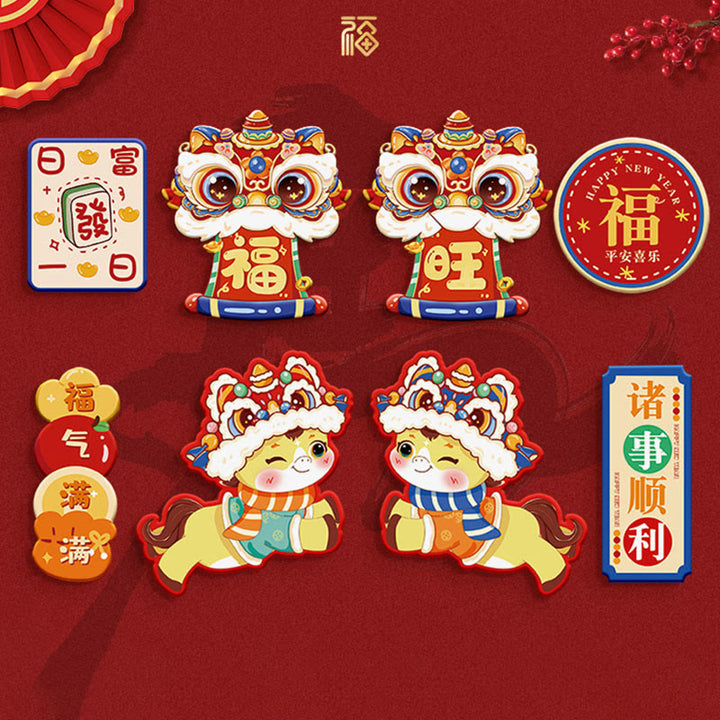 Buddha Stones Année du Cheval, aimant décoratif pour réfrigérateur, bénédictions - Ensemble de 8 pièces 4 - image 5