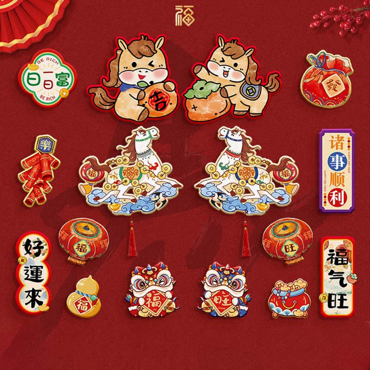 Buddha Stones Année du Cheval, aimant décoratif pour réfrigérateur, bénédictions - Ensemble 1 et ensemble 3 de 16 pièces - image 9