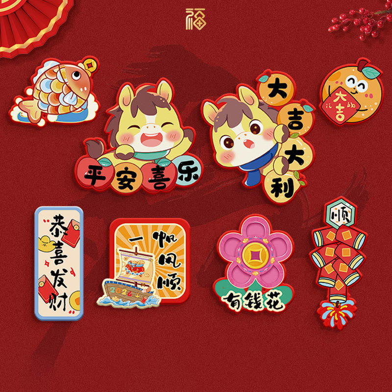 Buddha Stones Année du Cheval, aimant décoratif pour réfrigérateur, bénédictions - Ensemble de 8 pièces 5 - image 6