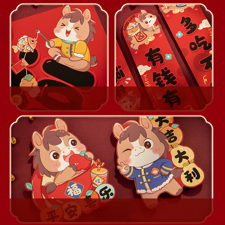 Buddha Stones Année du Cheval Magnétiques Pompon Fête du Printemps Bénédictions Couplets de Printemps  - image 4