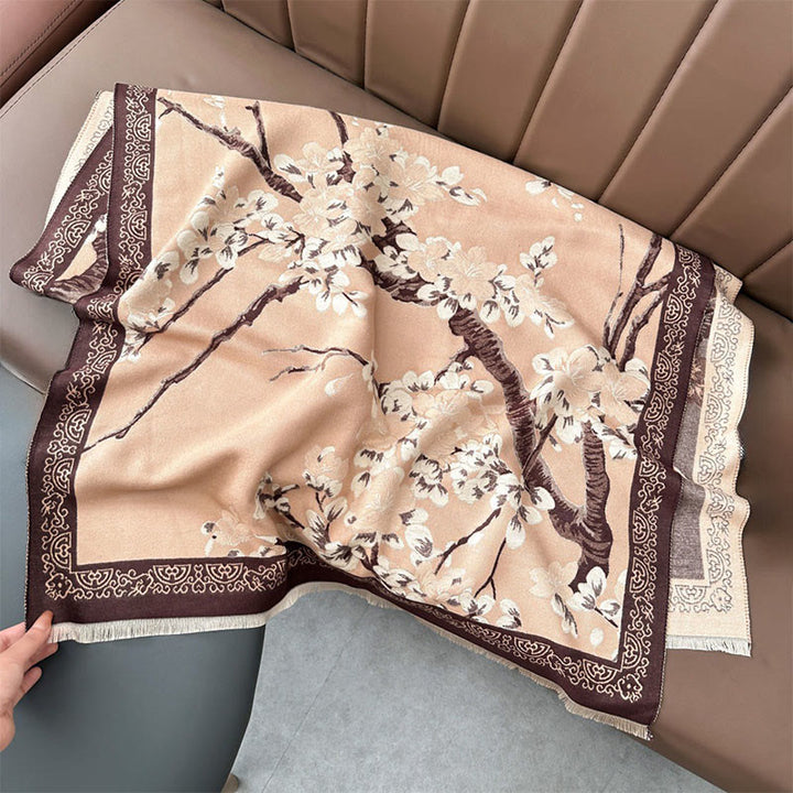 Écharpe-châle douce à motif de branches de pêcher et de Buddha Stones - PeachPuff - 180*65 cm - image 13