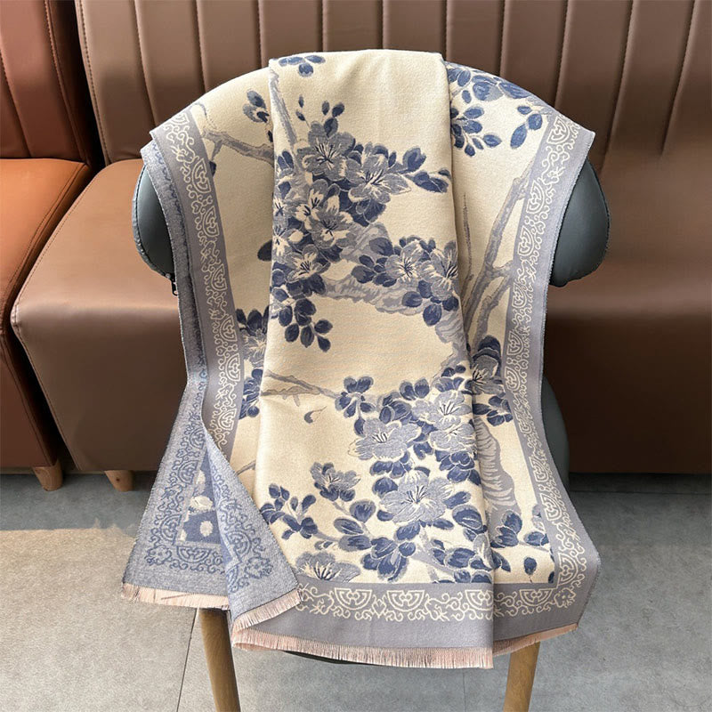 Écharpe-châle douce à motif de branches de pêcher et de Buddha Stones - image 12