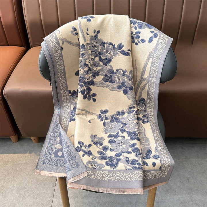 Écharpe-châle douce à motif de branches de pêcher et de Buddha Stones - image 12