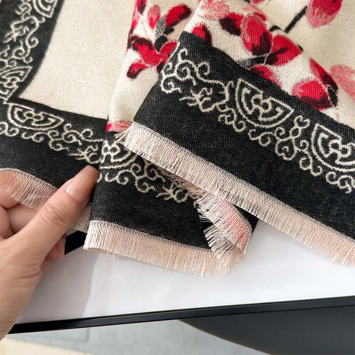 Écharpe-châle douce à motif de branches de pêcher et de Buddha Stones - image 6