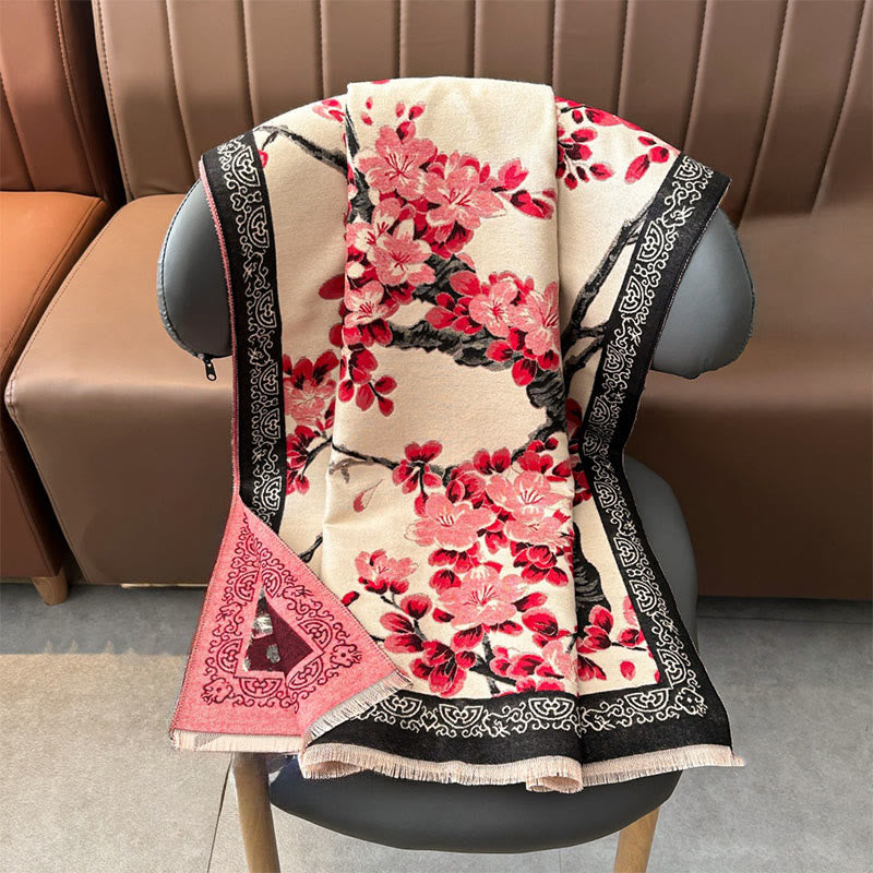 Écharpe-châle douce à motif de branches de pêcher et de Buddha Stones - image 5