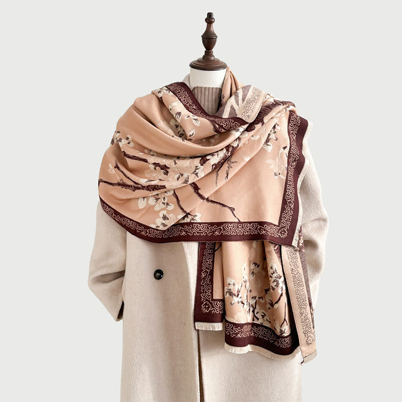 Écharpe-châle douce à motif de branches de pêcher et de Buddha Stones - image 14