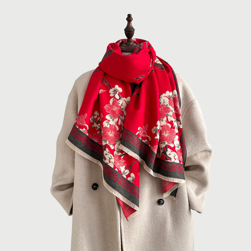 Écharpe-châle douce à motif de branches de pêcher et de Buddha Stones - image 2