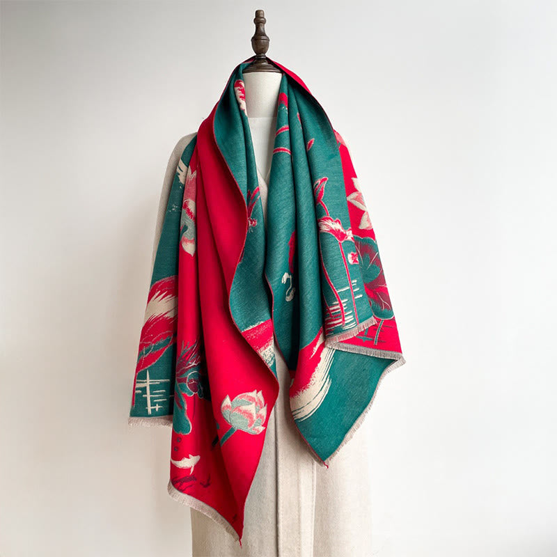 Écharpe-châle douillette à motif de Buddha Stones, de lotus, de carpes koï et de libellule - image 5