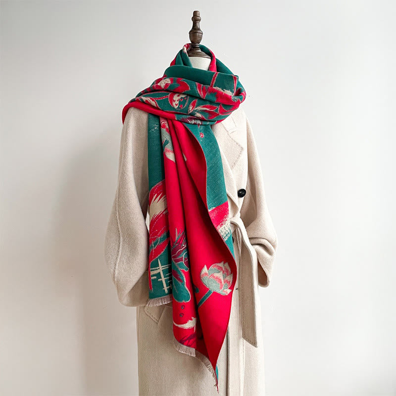 Écharpe-châle douillette à motif de Buddha Stones, de lotus, de carpes koï et de libellule - image 4