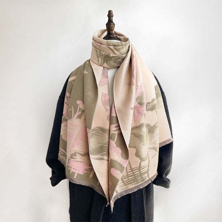 Écharpe-châle douillette à motif de Buddha Stones, de lotus, de carpes koï et de libellule - image 13