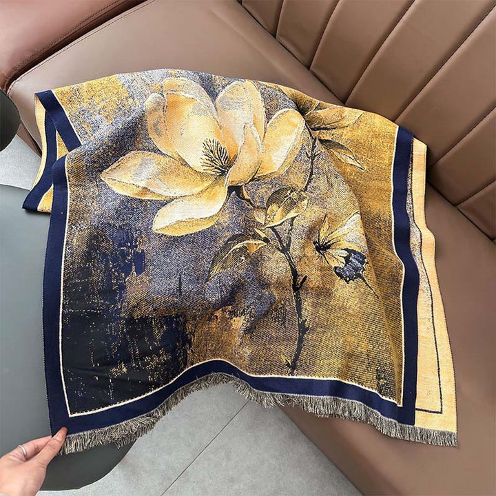 Écharpe-châle douce à motif papillon magnolia d'hiver et Buddha Stones - image 5