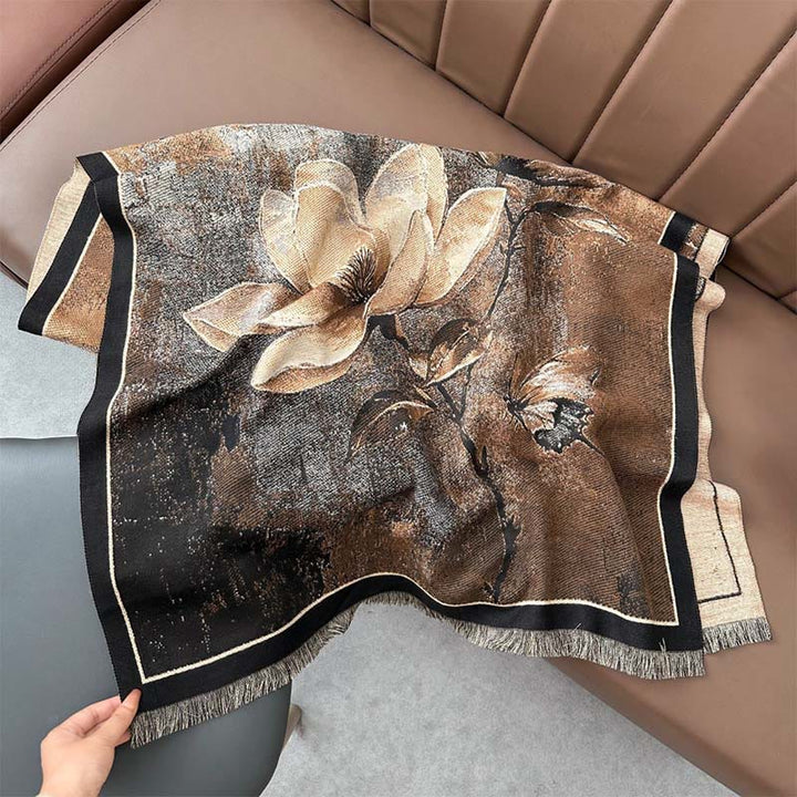 Écharpe-châle douce à motif papillon magnolia d'hiver et Buddha Stones - image 9