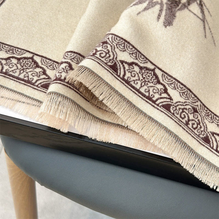 Écharpe-châle douce à motif de Buddha Stones' oiseaux d'hiver, de feuilles de bambou et de vignes - image 16