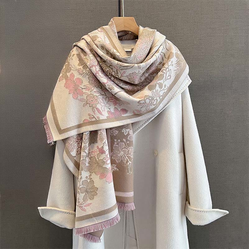 Écharpe-châle douce à motif de Buddha Stones, de fleurs de phénix et de phénix d'automne - image 5