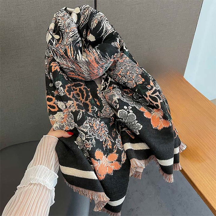 Écharpe-châle douce à motif de Buddha Stones, de fleurs de phénix et de phénix d'automne - image 3