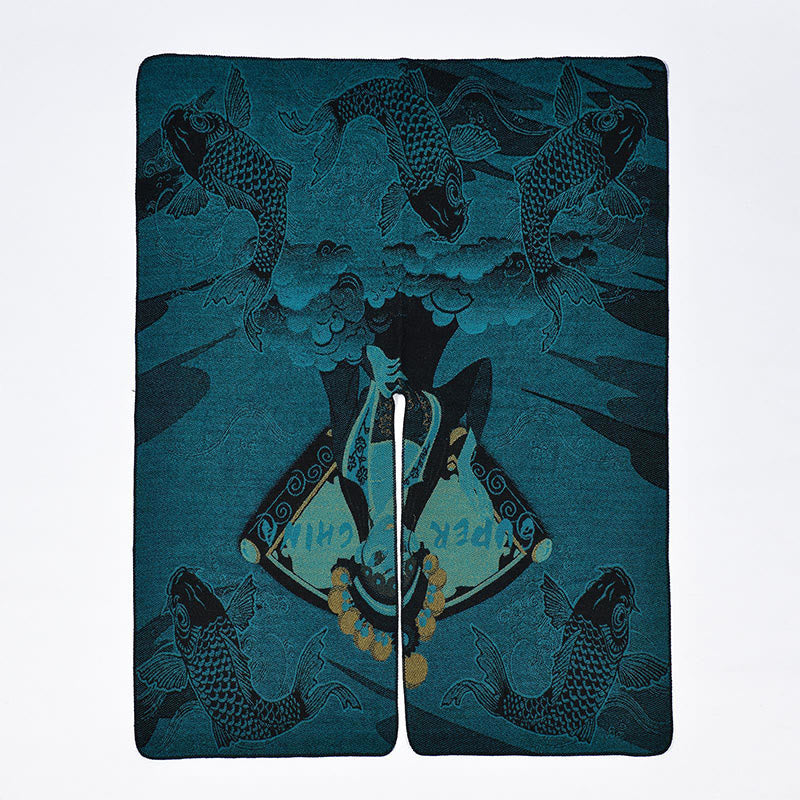 Écharpe-châle chaude et confortable à motif vagues et poissons koi en Buddha Stones - image 11