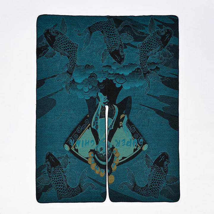 Écharpe-châle chaude et confortable à motif vagues et poissons koi en Buddha Stones - image 11