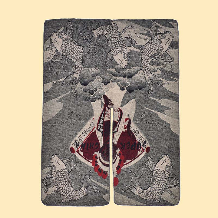 Écharpe-châle chaude et confortable à motif vagues et poissons koi en Buddha Stones - image 2