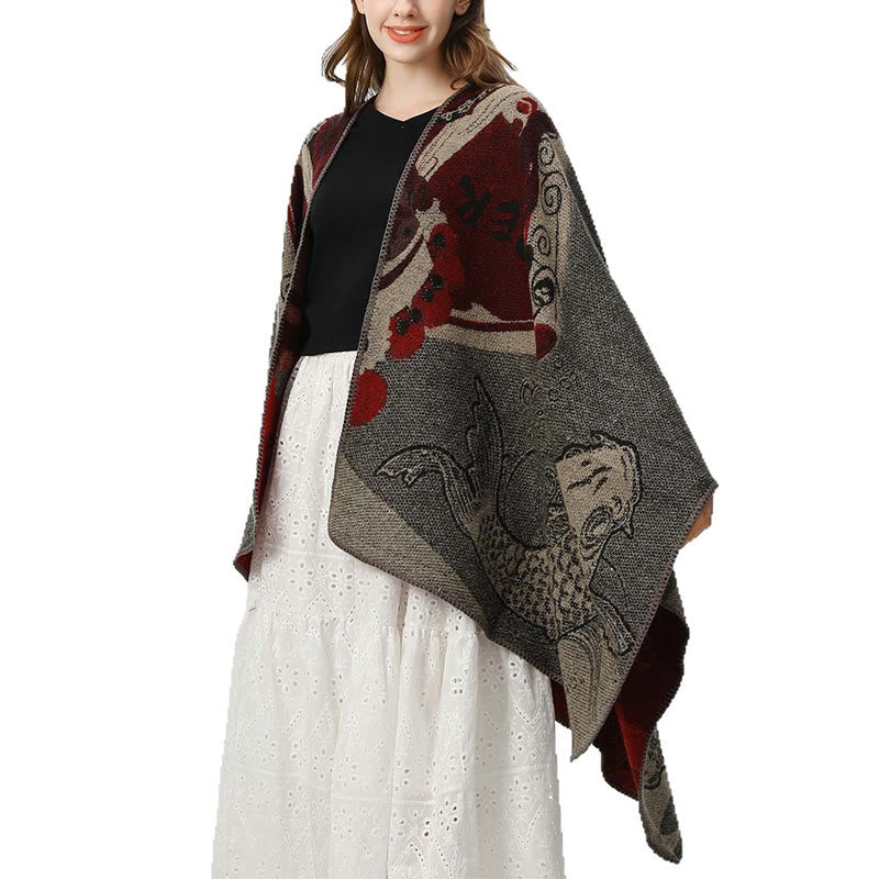 Écharpe-châle chaude et confortable à motif vagues et poissons koi en Buddha Stones - image 8