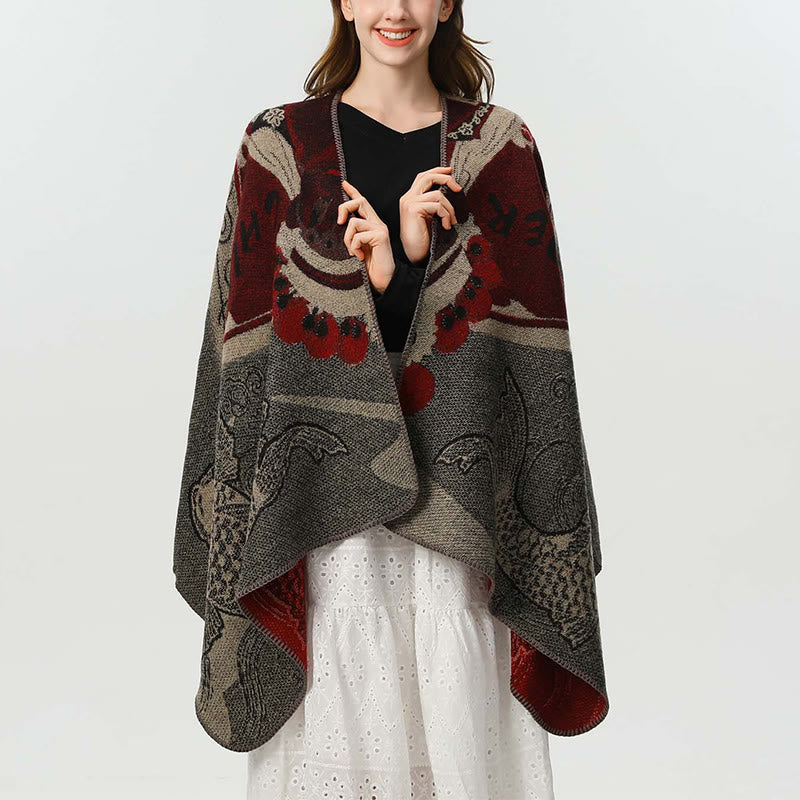 Écharpe-châle chaude et confortable à motif vagues et poissons koi en Buddha Stones - image 5