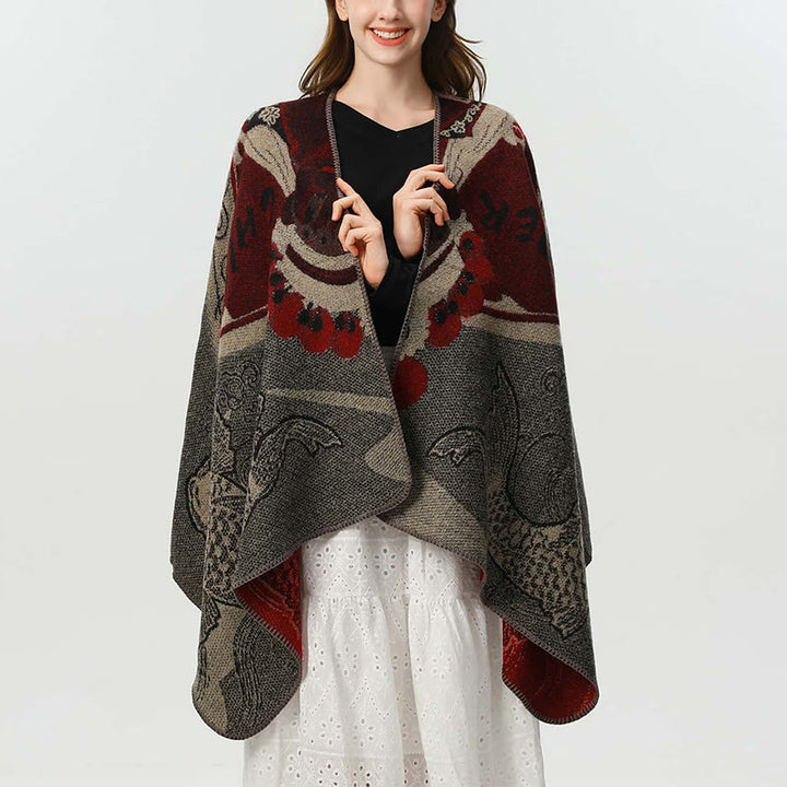 Écharpe-châle chaude et confortable à motif vagues et poissons koi en Buddha Stones - image 5