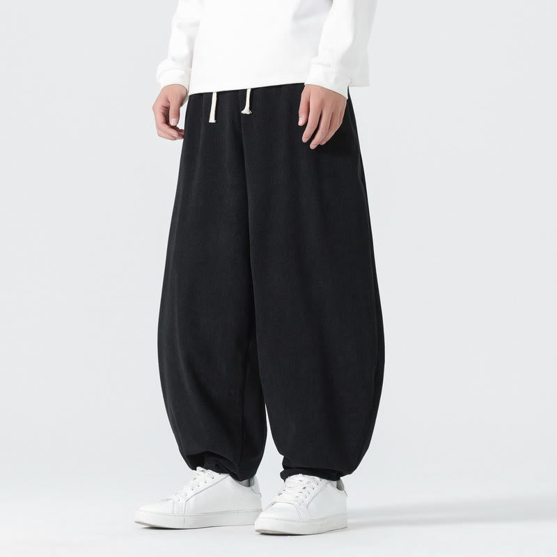 Pantalon harem homme en velours côtelé uni Buddha Stones Fall avec poches - Noir - US/UK/AU46，EU56 (5XL) - image 6