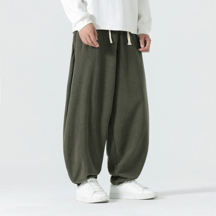 Pantalon harem homme en velours côtelé uni Buddha Stones Fall avec poches - image 1
