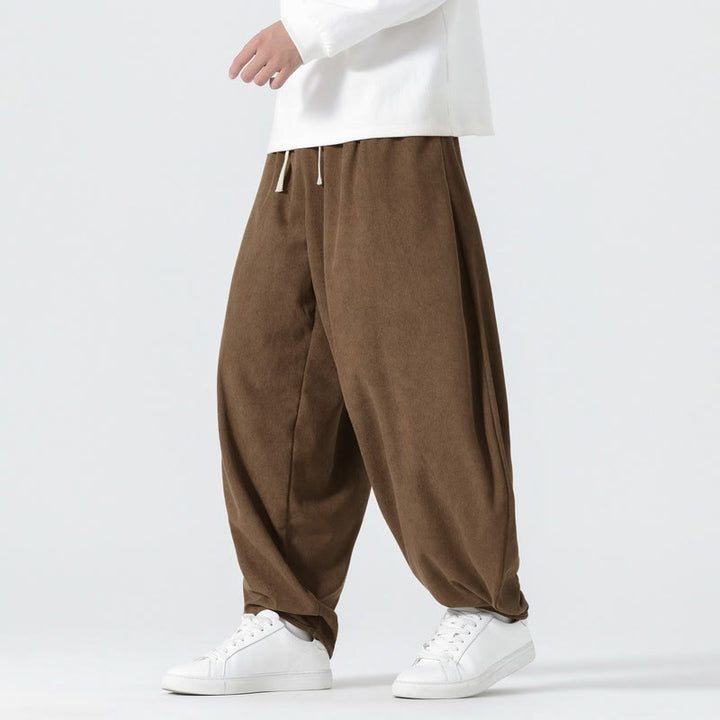 Pantalon harem homme en velours côtelé uni Buddha Stones Fall avec poches - SaddleBrown - US/UK/AU46，EU56 (5XL) - image 19