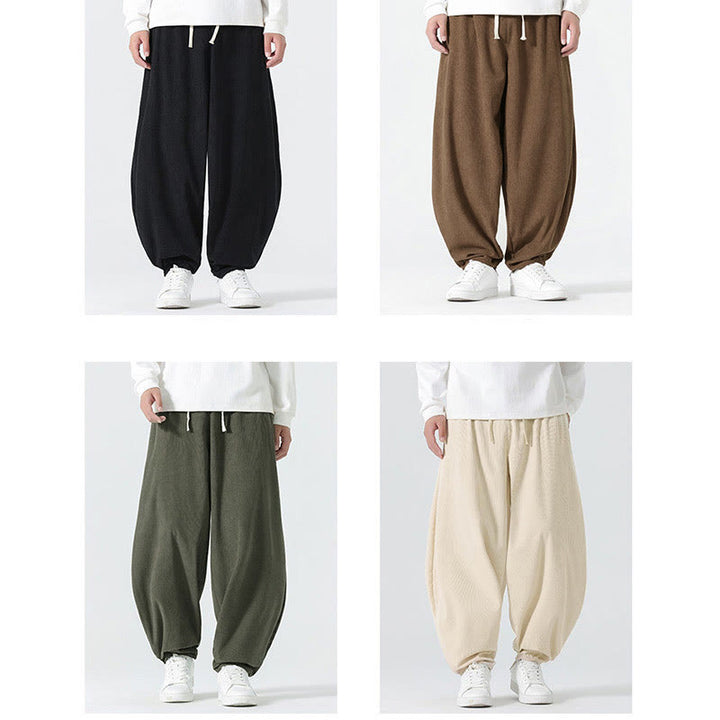 Pantalon harem homme en velours côtelé uni Buddha Stones Fall avec poches - image 23