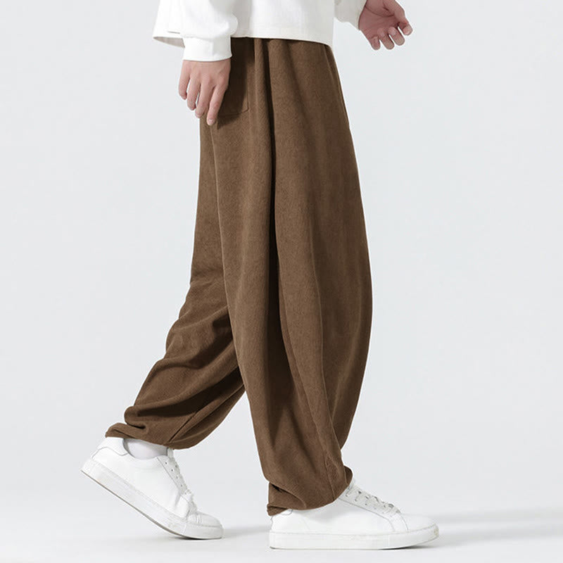Pantalon harem homme en velours côtelé uni Buddha Stones Fall avec poches - image 22
