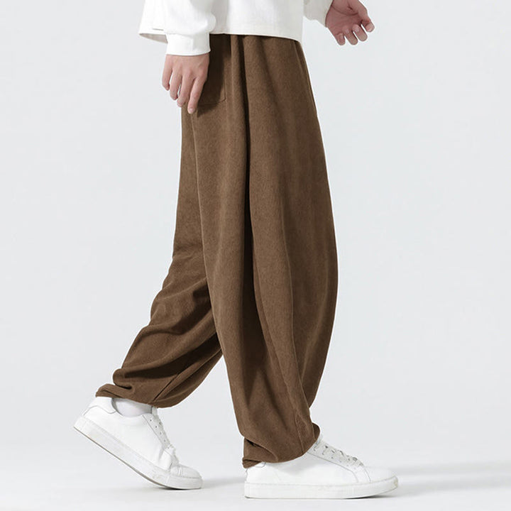 Pantalon harem homme en velours côtelé uni Buddha Stones Fall avec poches - image 22