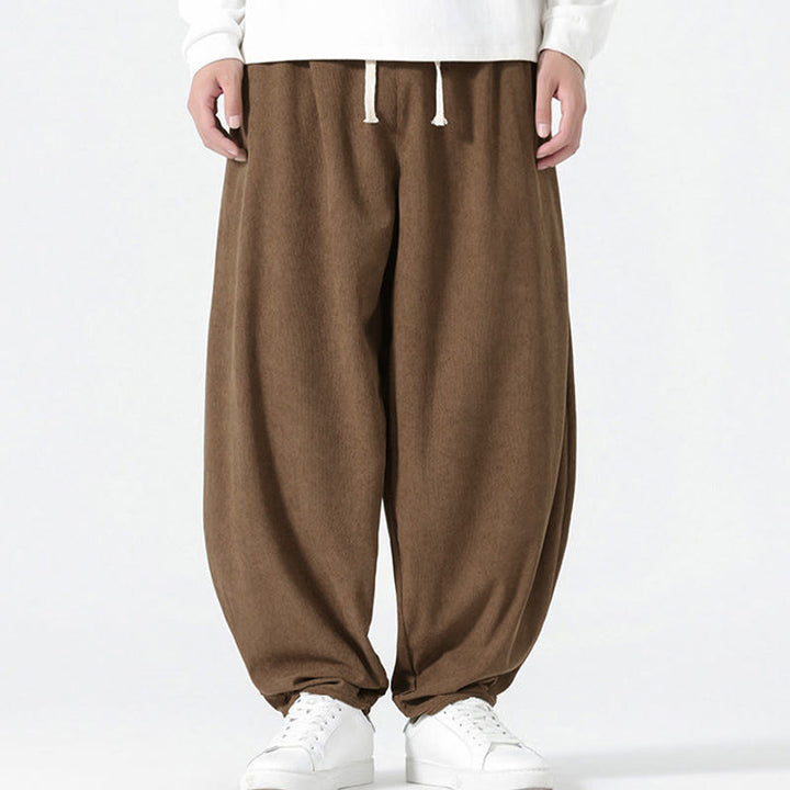 Pantalon harem homme en velours côtelé uni Buddha Stones Fall avec poches - image 20