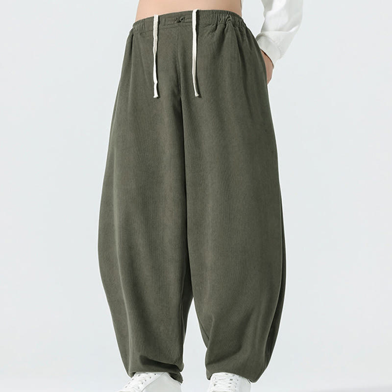 Pantalon harem homme en velours côtelé uni Buddha Stones Fall avec poches - image 2