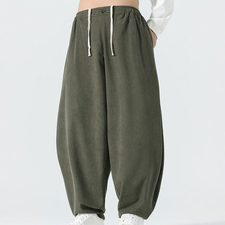 Pantalon harem homme en velours côtelé uni Buddha Stones Fall avec poches - image 2