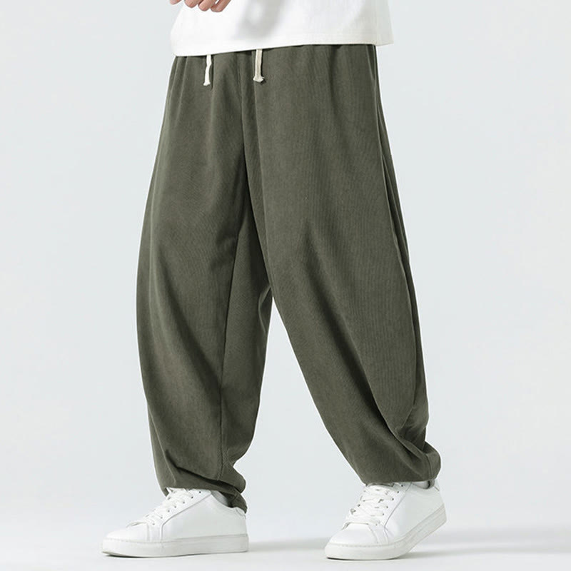 Pantalon harem homme en velours côtelé uni Buddha Stones Fall avec poches - image 4