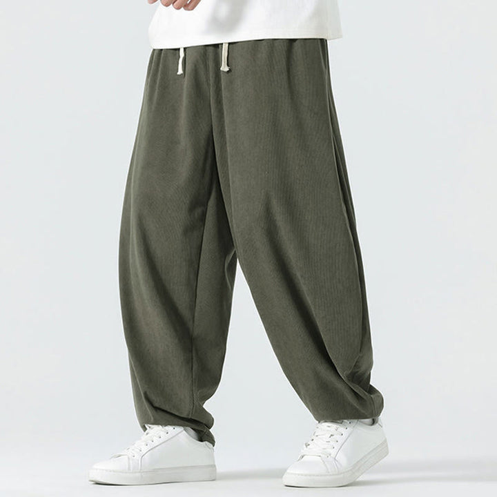 Pantalon harem homme en velours côtelé uni Buddha Stones Fall avec poches - image 4