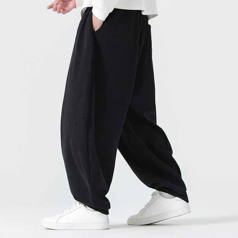 Pantalon harem homme en velours côtelé uni Buddha Stones Fall avec poches - image 8