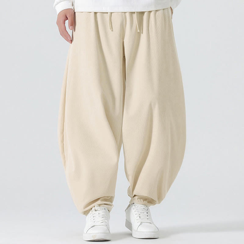 Pantalon harem homme en velours côtelé uni Buddha Stones Fall avec poches - image 14