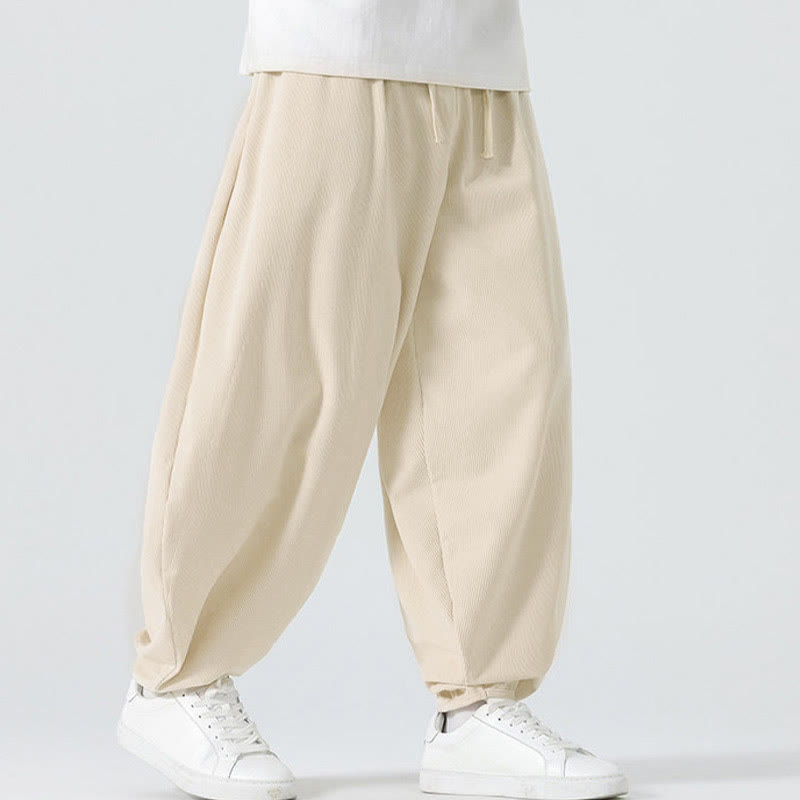 Pantalon harem homme en velours côtelé uni Buddha Stones Fall avec poches - image 12