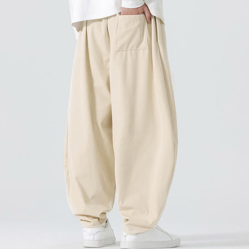 Pantalon harem homme en velours côtelé uni Buddha Stones Fall avec poches - image 13