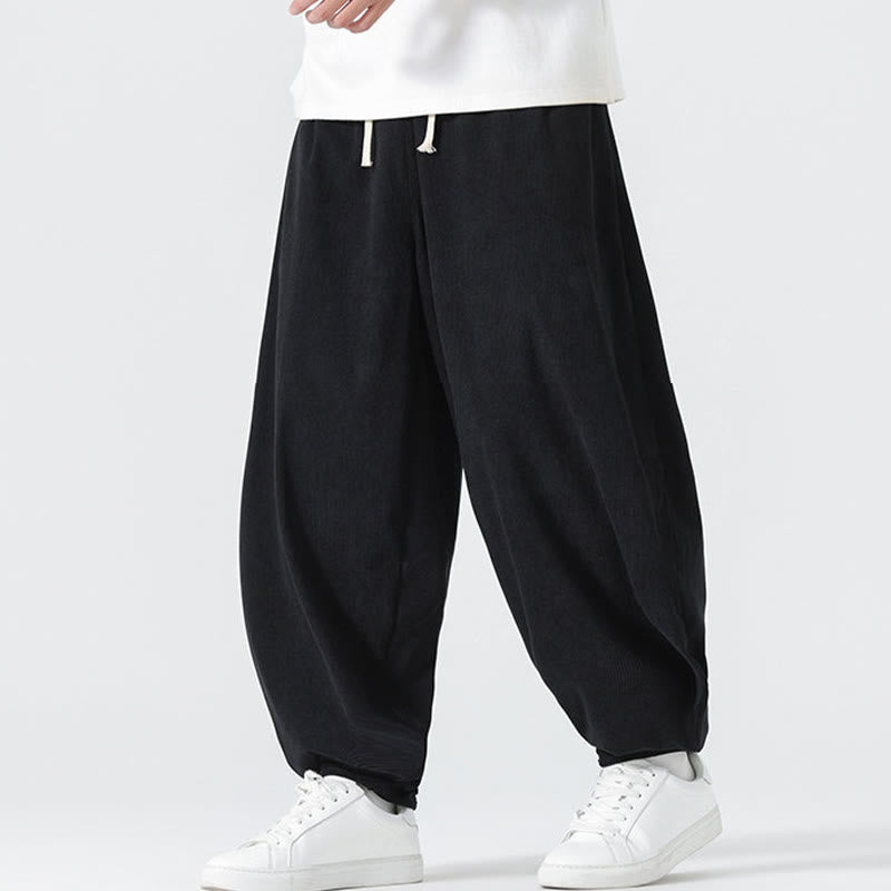 Pantalon harem homme en velours côtelé uni Buddha Stones Fall avec poches - image 7