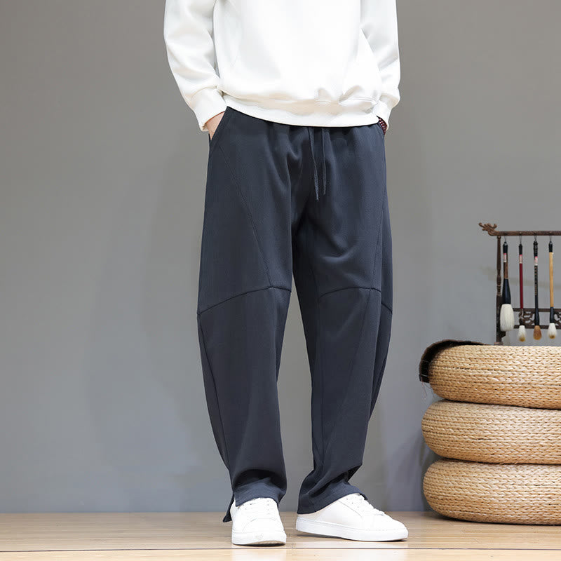 Pantalon d'hiver pour homme en coton et lin doublé polaire, couleur unie, avec poches, Buddha Stones - SteelBlue - US/UK/AU46，EU56 (5XL) - image 0
