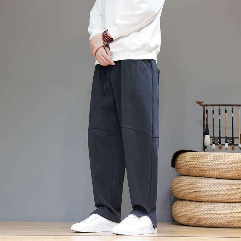 Pantalon d'hiver pour homme en coton et lin doublé polaire, couleur unie, avec poches, Buddha Stones - image 1