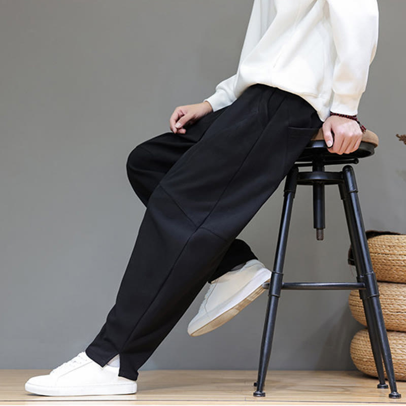Pantalon d'hiver pour homme en coton et lin doublé polaire, couleur unie, avec poches, Buddha Stones - image 16
