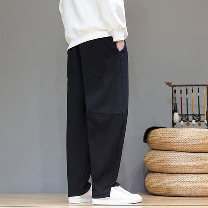 Pantalon d'hiver pour homme en coton et lin doublé polaire, couleur unie, avec poches, Buddha Stones - image 15