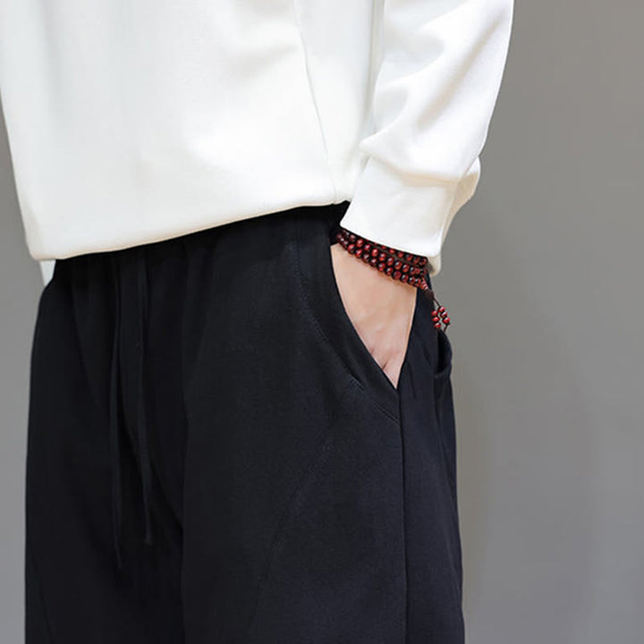 Pantalon d'hiver pour homme en coton et lin doublé polaire, couleur unie, avec poches, Buddha Stones - image 17