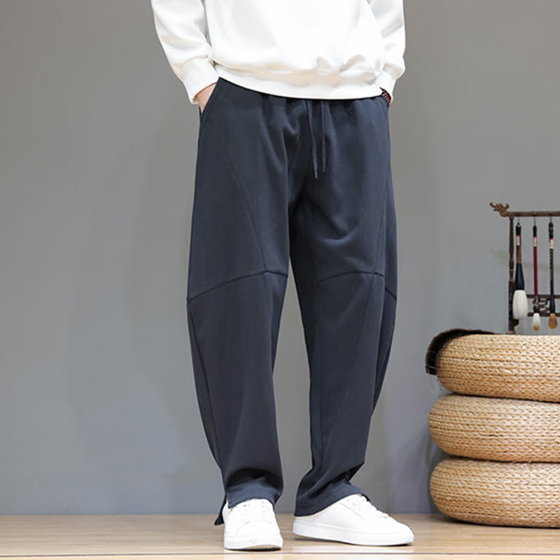 Pantalon d'hiver pour homme en coton et lin doublé polaire, couleur unie, avec poches, Buddha Stones - image 5