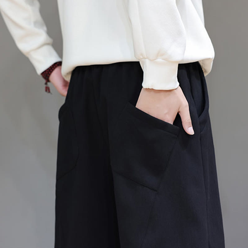 Pantalon d'hiver pour homme en coton et lin doublé polaire, couleur unie, avec poches, Buddha Stones - image 19