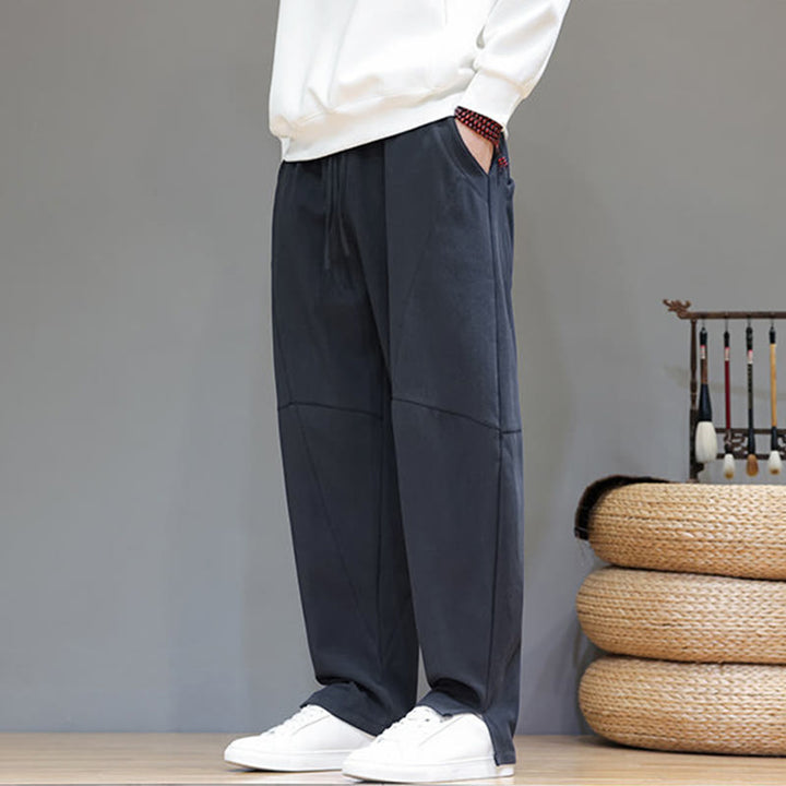 Pantalon d'hiver pour homme en coton et lin doublé polaire, couleur unie, avec poches, Buddha Stones - image 9