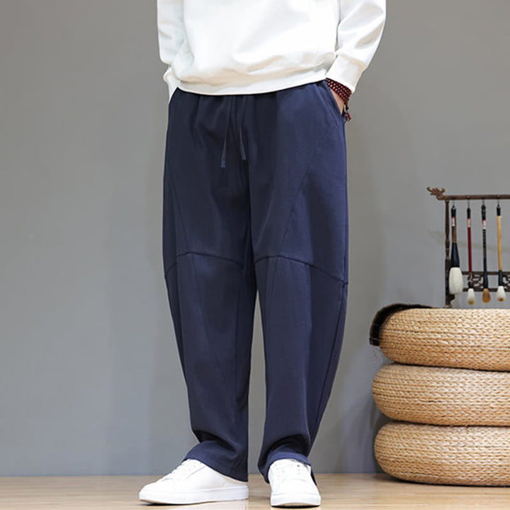 Pantalon d'hiver pour homme en coton et lin doublé polaire, couleur unie, avec poches, Buddha Stones - image 8